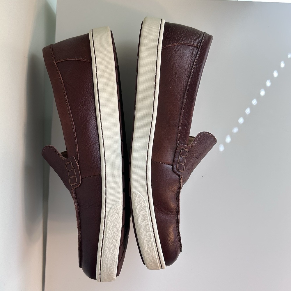Born Mens Axel Leather Loafer Slip On Shoes 12M Casual Sporty Brown Dark Tan EUC - Picture 7 of 10
